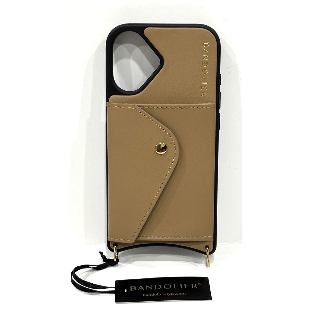 Bandolier iPhone 16 Genuine Leather Wallet Crossbody Phone Case Tan New With Tag